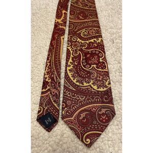 Polo Ralph Lauren Mens‎ Silk Neck Tie USA Vintage Handmade  Red Gold Multi